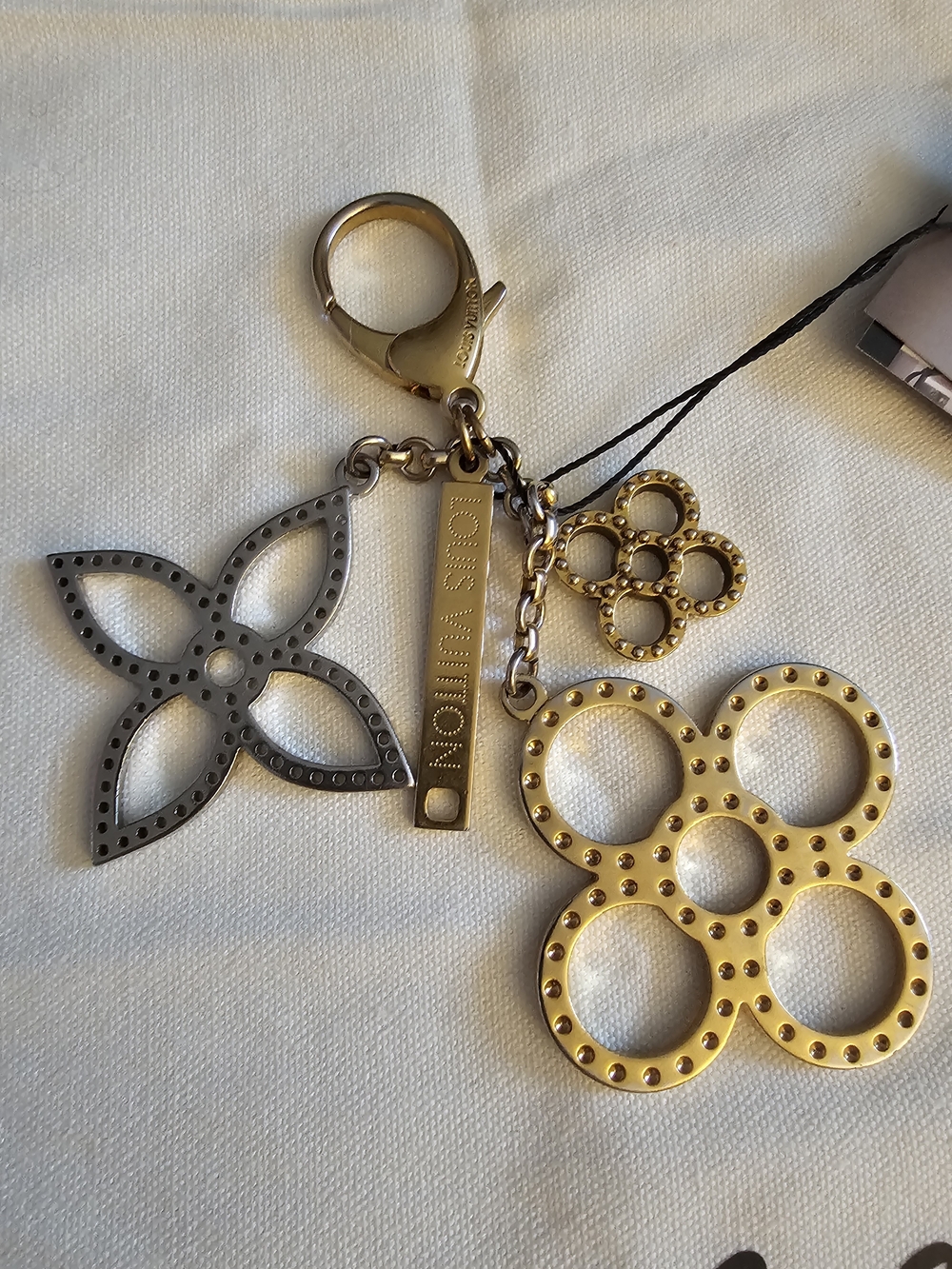 Louis Vuitton Gold & Gunmetal Flower Key Charm